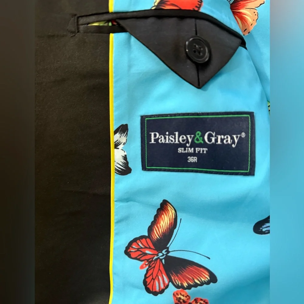 Paisley & Gray Prom Black Tie Formal Tux Jacket‎ NEW Grosvenor slim fit 36R